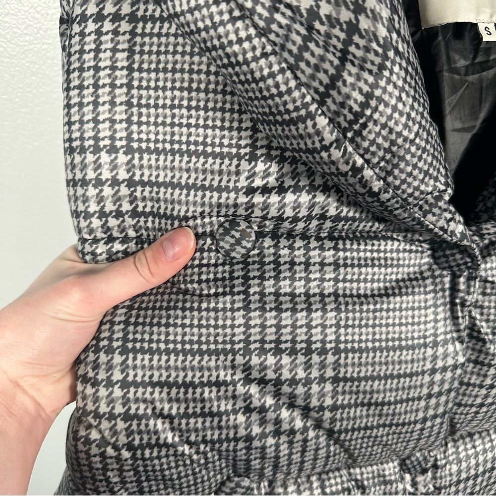 Jason Wu Grey Houndstooth Plaid Double Breasted Puffer Jacket Size Small Chic - Picture 6 of 15